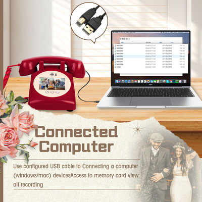 Registrazione di messaggi Video Libro degli ospiti Registratore telefonico rosso per il matrimonio per qualsiasi celebrazione