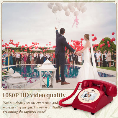 Registrazione di messaggi Video Libro degli ospiti Registratore telefonico rosso per il matrimonio per qualsiasi celebrazione