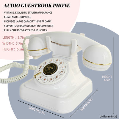 FiayaCom Potente Audio Guest Book Telefono di matrimonio con capacità di archiviazione illimitata e batteria ricaricabile