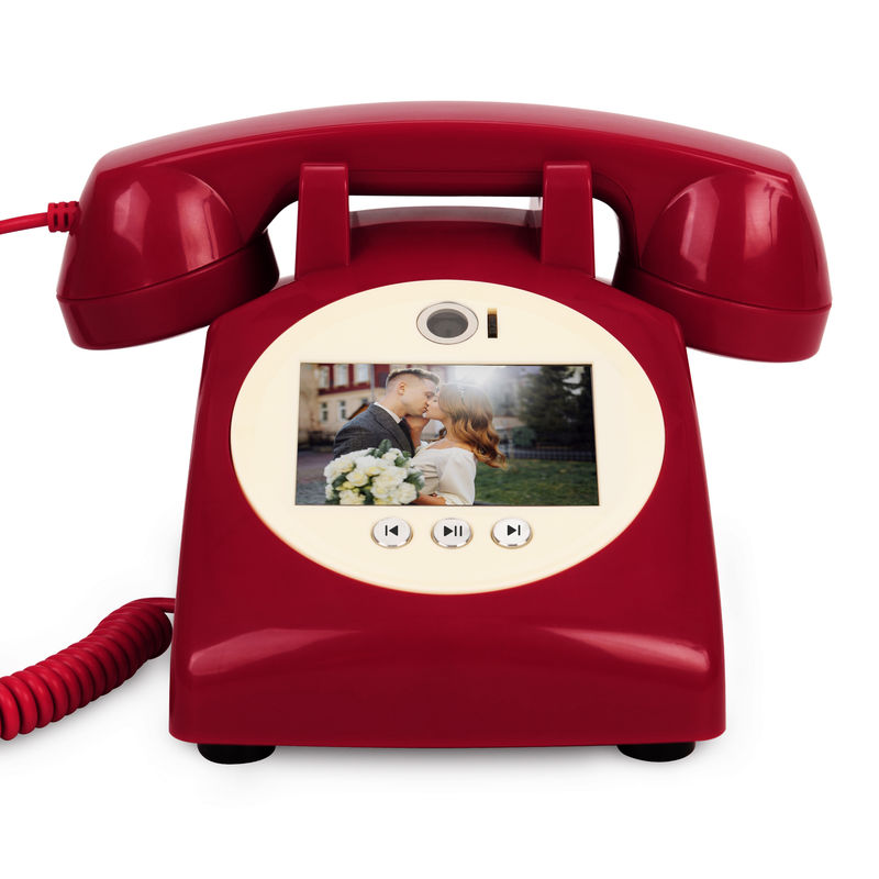 Registrazione di messaggi Video Libro degli ospiti Registratore telefonico rosso per il matrimonio per qualsiasi celebrazione